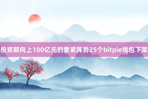 投资额向上100亿元的要紧阵势25个bitpie钱包下架