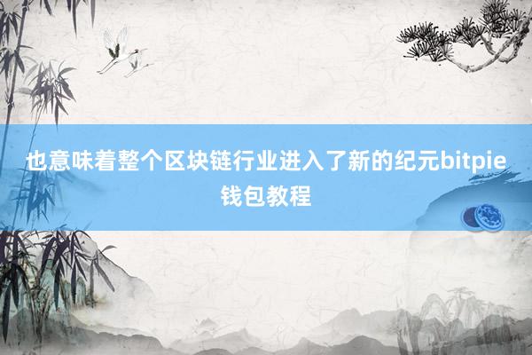 也意味着整个区块链行业进入了新的纪元bitpie钱包教程