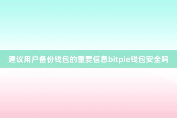 建议用户备份钱包的重要信息bitpie钱包安全吗