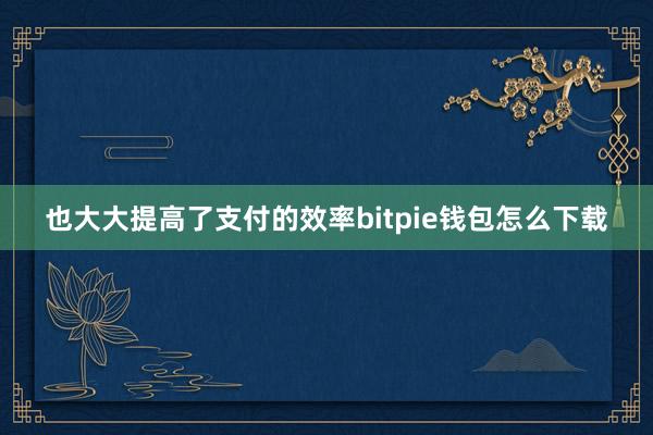 也大大提高了支付的效率bitpie钱包怎么下载